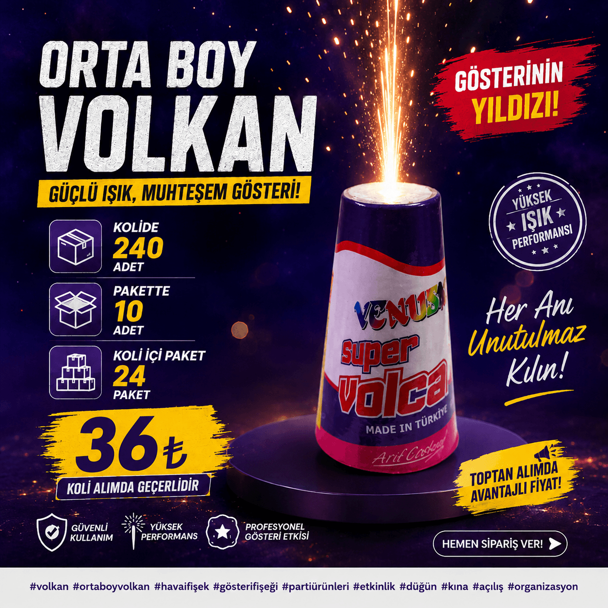 Kına Gecesi Orta Boy Volkan Venüs Konik 667